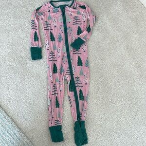 little sleepies Christmas pajamas pink trees, 12-18months